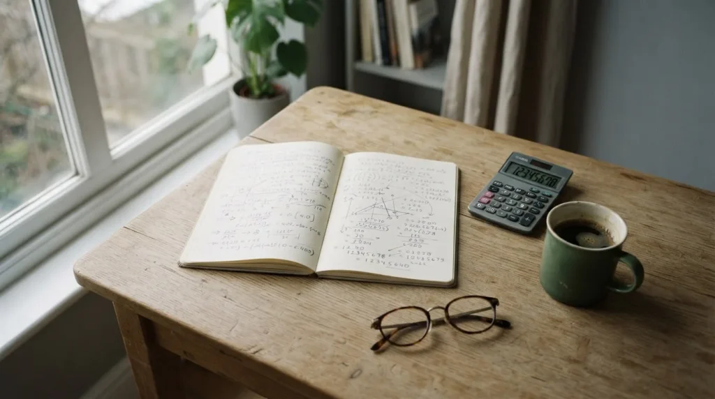 Mesa de trabajo con cuaderno de cálculos sobre freebets en España