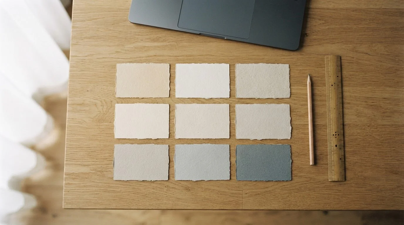 Mesa con nueve fichas de papel alineadas que representan una comparativa entre operadores