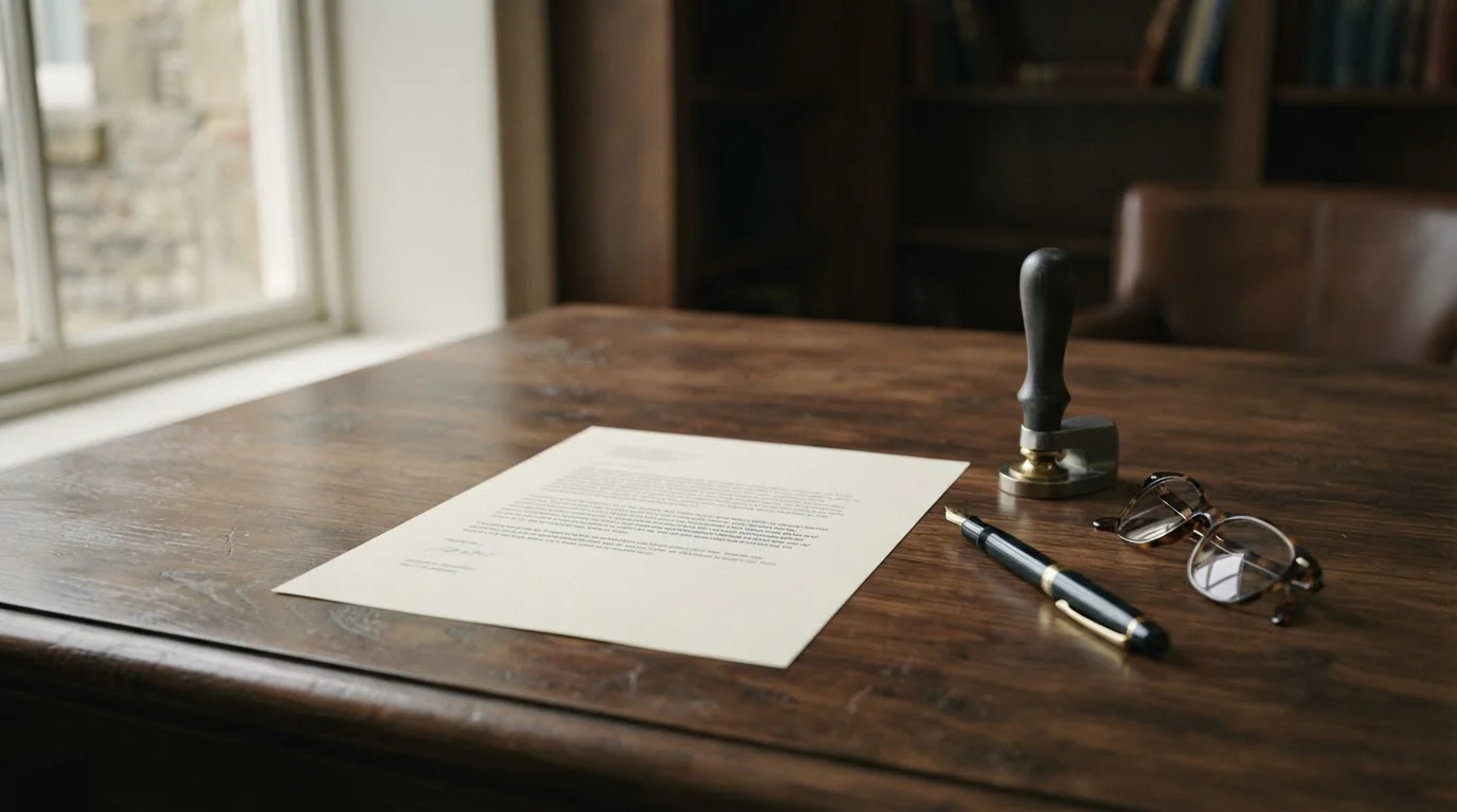 Documento oficial y sello sobre una mesa que representa el marco regulatorio español