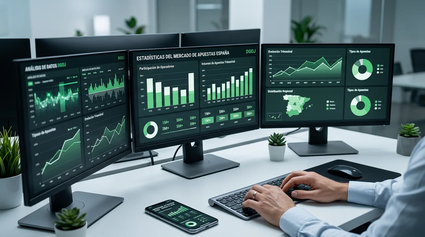Panel de control con estadísticas del mercado de apuestas deportivas regulado en España