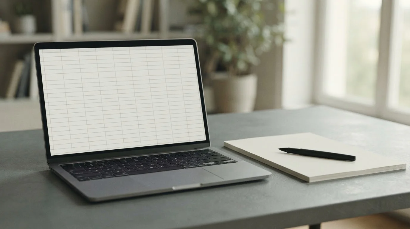 Mesa con documentos y laptop mostrando una tabla neutra para comparar operadores